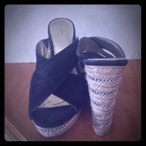 Antonio Melani black slip on wedges